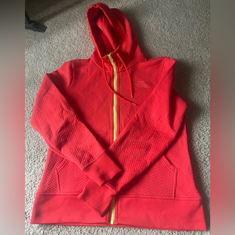 The North Face Red Jacket with Yellow Accents